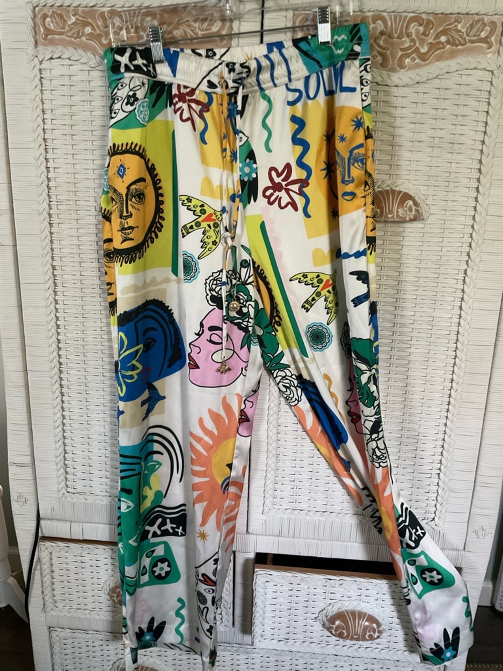 CELESTIAL pattern extra wide leg pants,,artsy!